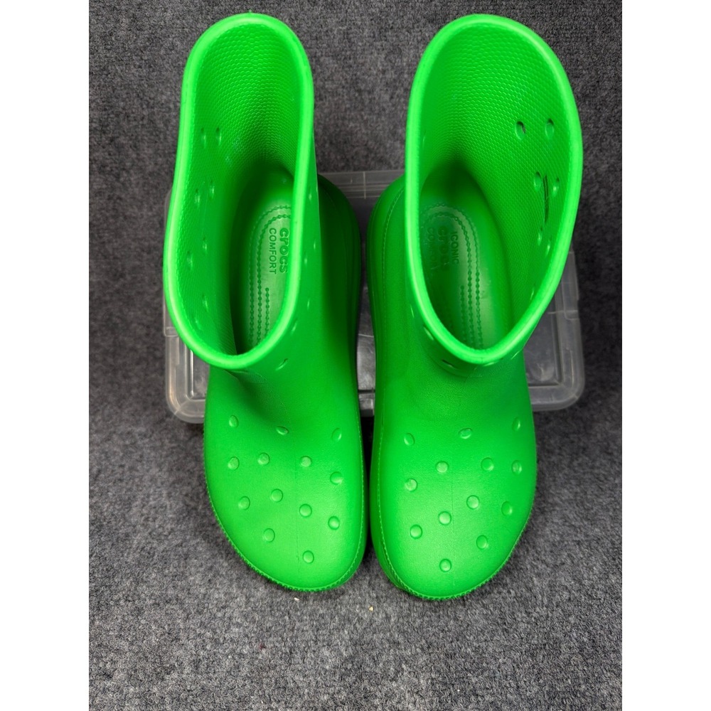 Crocs Classic Crush Rain Boot Grass Green Platform Unisex Mens 8 Womens 10 - Picture 2 of 7